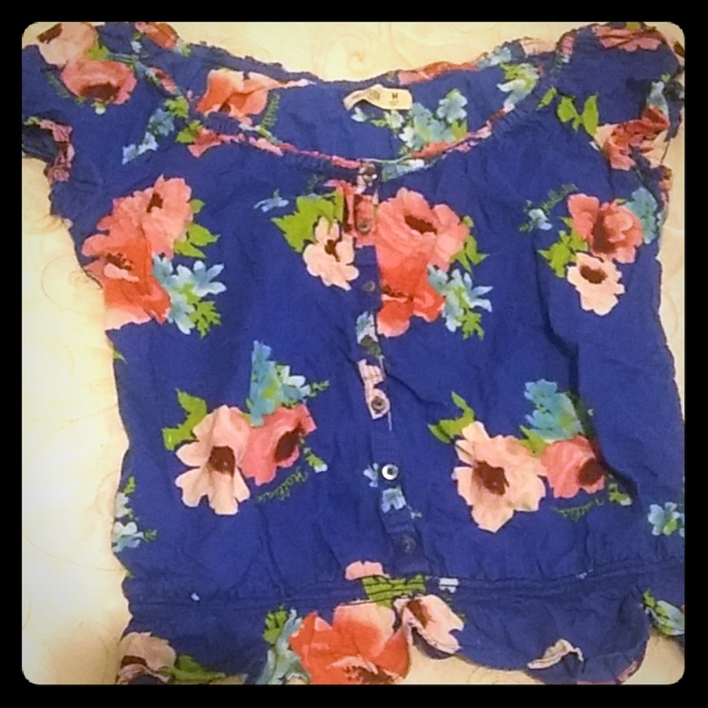 Hollister medium Blue flowered shirt